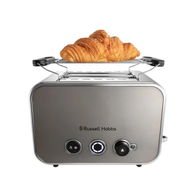 Afbeelding van Russell Hobbs Broodrooster [Voor 2 Sneetjes] Distinctions RVS Titanium (Extra Brede Sleuven, Incl. Opwarmrekje, 6 Bruiningsstanden, Ontdooi &amp; Verwarmingsfunctie, Lift Lookfunctie, 1600 W) 26432 56