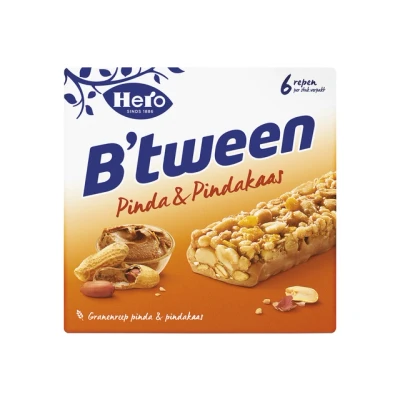 Afbeelding van Tussendoortje Hero B&#039;tween pinda&amp;pindakaas 6pack reep 25gr