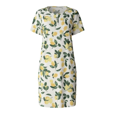 Afbeelding van Calida Fruity Dreams Sleepshirt Geel patroon katoen X Small Dames