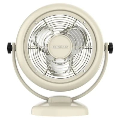 Afbeelding van Cecotec Tafelventilator EnergySilence 800 RetroDesk Beige, 20W vermogen, 8 Inch, Verstelbare Kanteling, 3 Aerodynamische Bladen, 2 Snelheden, Robuust en Stabiele Basis