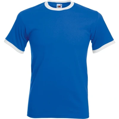Afbeelding van Fruit Of The Loom Heren Ringer T shirt Met Korte Mouwen (Royaal Blauw/Wit) Maat S