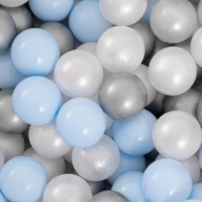 Afbeelding van MISIOO ballen voor ballenbad, 150 stuks, Ø 6 cm, plastic gemaakt van 100% LDPE, speelgoed baby&#039;s, lichtblauw/parel/zilver