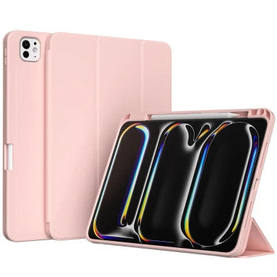 Afbeelding van iPad Pro 11 (2024) M4 Hoes: Accezz Smart Silicone Bookcase Roze Kunstleder Tablet Hoezen Black Friday Deals