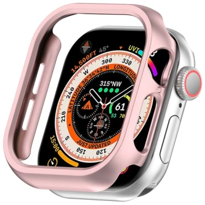 Afbeelding van By Qubix Hard case 42mm (open front) Rosé goud Geschikt voor Apple Watch (series 10) hoesje screenprotector Bescherming iWatch Bescherm
