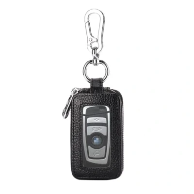 Afbeelding van iSuperb Lederen Sleutelhoes Sleutelhanger Portemonnee Houder Dubbellaags Met Rits voor Mannen Vrouwen 9.5x3.5x5cm