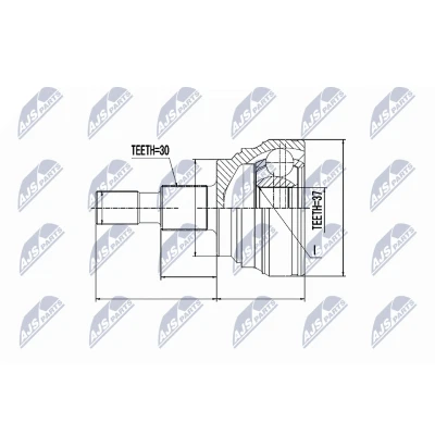 Afbeelding van Homokineet reparatie set, aandrijfas NTY NPZ ME 014