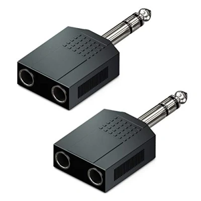 Afbeelding van deleyCON 2 Stuks 6,3mm Jack Stereo Audio Adapter Verdeler 1x Stekker naar Bus Splitter Hifi Receiver Home Theater