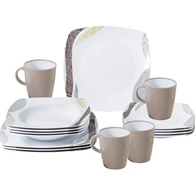 Afbeelding van BRUNNER Campingserviesset (set van 16 stuks) voor 4 personen melamine set Khadì hoogwaardig melamine, antislip en duurzaam