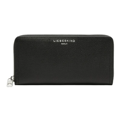 Afbeelding van LIEBESKIND BERLIN Leren Portemonnee Chudy Small Pebble Gigi Purse Black Zwart
