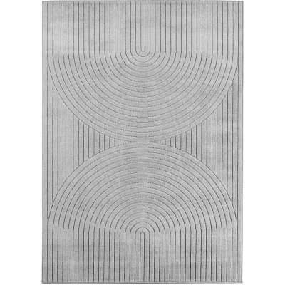 Afbeelding van Buitenkleed NOVA Indoor &amp; Outdoor Vloerkleed Japandi Scandinavisch Design Effen 3D Look Weerbestendig UV proof Zilver 80x150 cm
