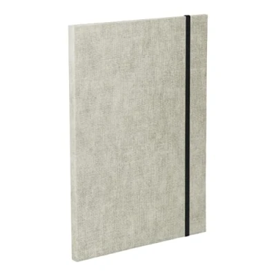 Afbeelding van Bigso Box of Sweden PAULINA A4 map met elastische band, aktetas van vezelplaat en papier in linnenlook, voor documenten, enz., beige