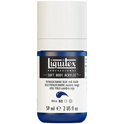 Afbeelding van Liquitex 1959314 Professional Acrylfarbe Soft Body Künstlerfarbe in cremiger deckender Konsistenz, hohe Pigmentierung, lichtecht &amp; alterungsbeständig, 59ml Flasche Phthaloblau (Rotton)