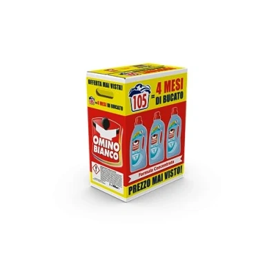 Afbeelding van Omino Bianco Vloeibaar wasmiddel, 105 wasbeurten, respecteert kleuren en stoffen, frisse geur met witte muskusessence, 1400 ml x 3 verpakkingen