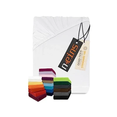 Afbeelding van npluseins klassiek Jersey hoeslaken vele kleuren + maten 100% katoen 159.192, 90 100 x 200 cm, wit