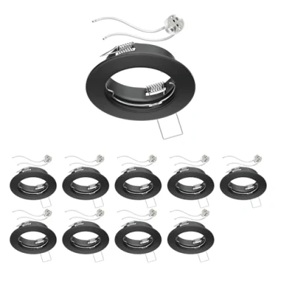 Afbeelding van ledscom.de 10 stuks Plafondmontageframe FERE Montageframe zwart mat (LED/Halogeen/MR16/50mm) incl. GU5.3 fitting