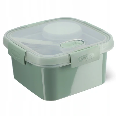 Afbeelding van Curver Smart To Go Lunchbox 1.1L + Bestekset Sauscup Groen