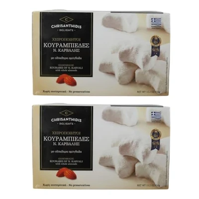 Afbeelding van Chrisanthidis Delights Traditioneel Grieks zandkoekje Kourabie met amandelen, 430 g nettogewicht (pak van 2)