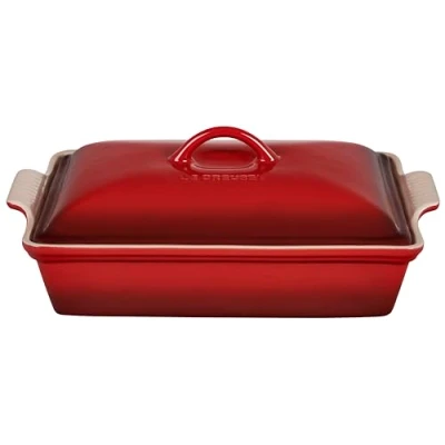 Afbeelding van Braadslede Le Creuset Rechthoekig Met Deksel Kersenrood 33 cm