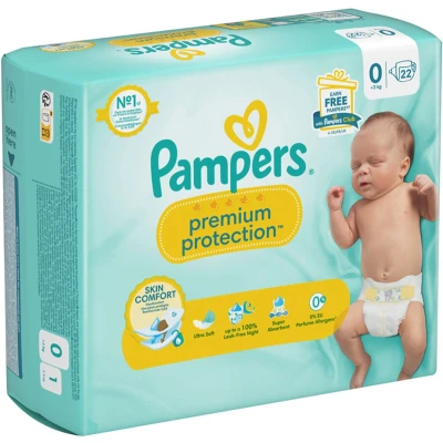Afbeelding van Pampers Premium bescherming, maat 0, 22 luiers, 3 kg, onze nr. 1 helpt de huid gezond en droog te houden, keuze voor kraamklinieken in Frankrijk*