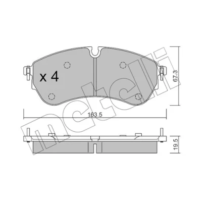 Afbeelding van METELLI 22 1173 1 Remblokkenset Geschikt voor slijtage waarschuwingscontact VOLKSWAGEN: Multivan T7 (STM, STN) 1.5 TSi, 2.0 1.4 e Hybrid