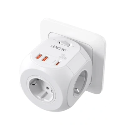 Afbeelding van LENCENT USB Cube Plug met PD20W Snel opladen, 4000W 4 AC aansluitingen, 2 en 1 PD20W, Multiple Wall schakelaar, oplader voor familie, keuken kantoor