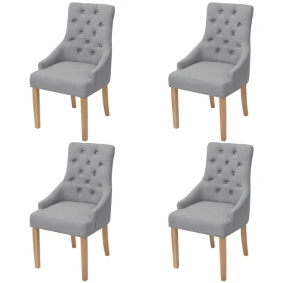 Afbeelding van Eetkamerstoelen 4 st stof lichtgrijs