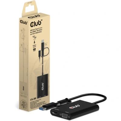 Afbeelding van CLUB3D USB Gen1 Type C/ A to Dual HDMI (4K/30Hz) / VGA (1080/60Hz)