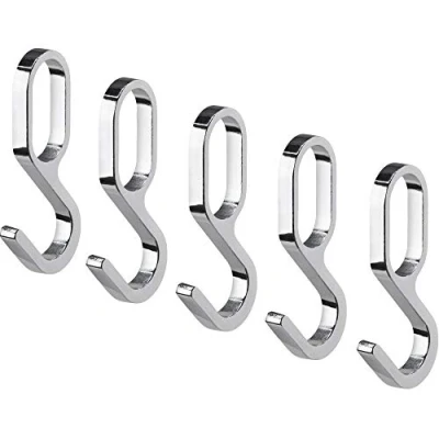 Afbeelding van Gedotec metalen ophanghaak chroom voor garderobekast buis ovaal staal verchroomd gepolijst glanzend S haak 30 x 15 mm 5 stuks kleerhanger om op te schuiven