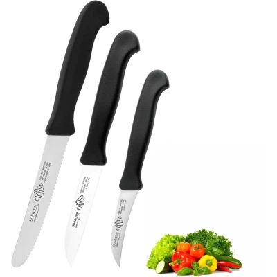 Afbeelding van EIKASO 3 delige Precisie Messenset Schilmes, Ontbijtmes &amp; Tourneermes (Krom Schilmes) RVS ...