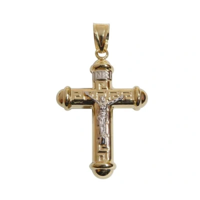 Afbeelding van 14 karaat bicolor gouden kruis hanger