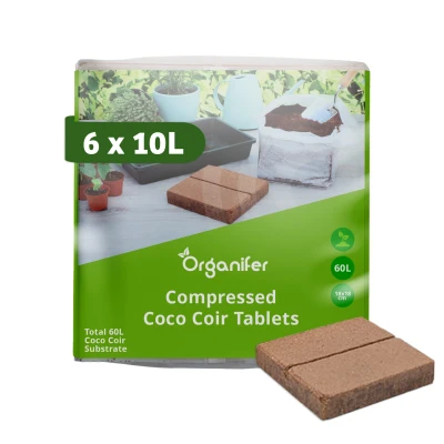 Afbeelding van Organifer Coco Coir Kokossubstraat Tabletten 6 pack van 10L zakken, totaal 60L (Copy)