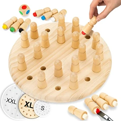 Afbeelding van Toyfel Magnus Houten Schaakspel met Tas 30 cm Chess Montessori Educatief Speelgoed voor Kinderen Spel Logica &amp; Coördinatie