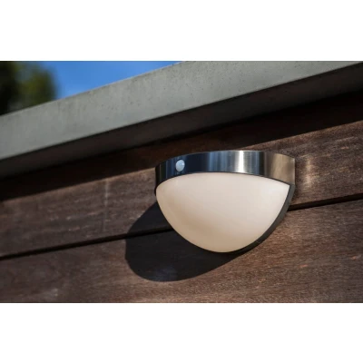 Afbeelding van Lutec Bubble ST 9087 Wandlamp op zonne energie met bewegingsmelder 2.3 W Neutraalwit RVS