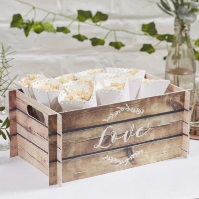Afbeelding van Ginger Ray Kaartenbox in houtlook, ideaal voor bruiloften en feesten, bruin