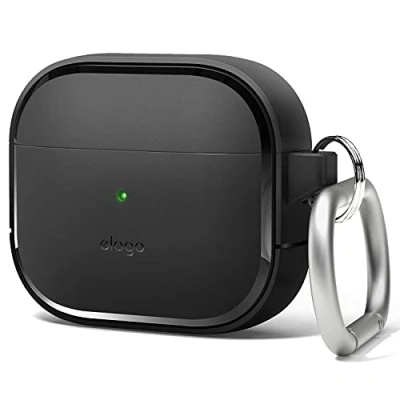 Afbeelding van elago EDC Case met Sleutelhanger Geschikt voor AirPods 3 Schokabsorberend Ontwerp, Duurzaam TPU Materiaal, Ondersteunt Draadloos Opladen, Volledige Bescherming (Zwart)