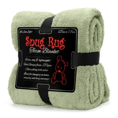 Afbeelding van Snug Rug Saliegroene deken sherpa fleece pluizige luxe voor bankdekens warme winter zachte plaids 127 x 178 cm