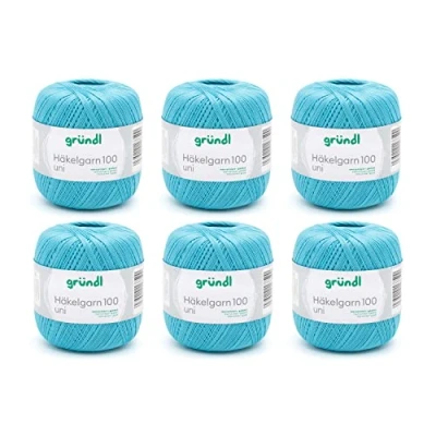 Afbeelding van Gründl Samoa Plus Haakgaren, katoen, turquoise, 6 x 100 g