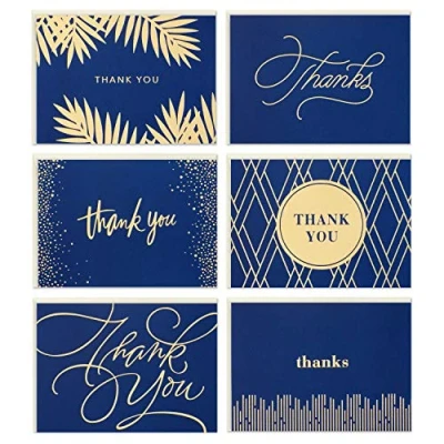 Afbeelding van Hallmark Bedankkaarten assortiment, goud en marineblauw (120 bedankbriefjes met enveloppen voor bruiloft, bruidsdouche, babyshower, bedrijf, afstuderen)