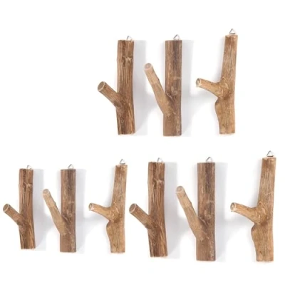 Afbeelding van 9 Sets JASHAKEN Limb teakhouten wortel, 17x10x2,5 cm (HxBxD) rustieke jashaak, teakwortelhaken, wandkapstok