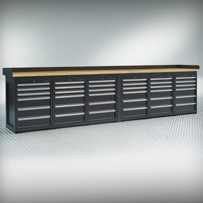 Afbeelding van Topkeuze Werkbank PRO Eiken Werkblad 36 Lades 400 Cm zwart (400 x 65 106 cm) Mat Datona