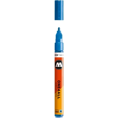 Afbeelding van Molotow ONE4ALL 2mm Acryl Marker Metallic Blauw Geschikt voor vele oppervlaktes zoals canvas, hout, steen, keramiek, plastic, glas, papier, leer...