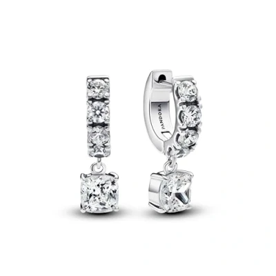 Afbeelding van Pandora 293547C01 Pavé Dangle Hoop Oorringen