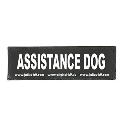 Afbeelding van Julius K9, 162LR G 39242, ORIGINELE Verwisselbare Patches, Maat: Groot, Zwart label met witte fluorescerende tekst, 1 paar, ASSISTANCE HOND