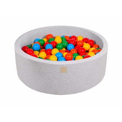 Afbeelding van Ronde Ballenbak set incl 200 ballen 90x30cm Licht Grijs Ballenbakje.nl Parel Wit Transparant Mint Babyblauw