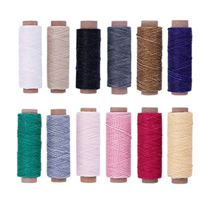 Afbeelding van Ritte 12 stuks lederen gewaxte draad koord, kleuren leer gewaxt draad, 392 yards 150D koord voor ambacht, doe het zelf naaien ambacht