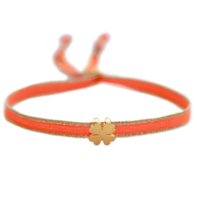 Afbeelding van Geweven armband klaver oranje