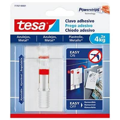 Afbeelding van tesa TE77767 00001 00 SMS Clavo Adhesivo Ajustable Hasta 4Kg para Azulejos, standaard, 2 stuks