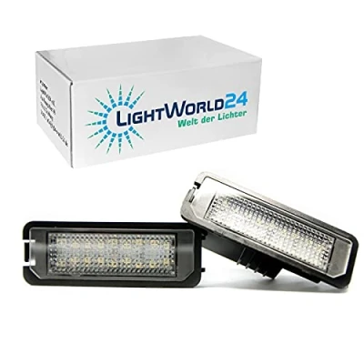 Afbeelding van LIGHTWORLD24 Led kentekenplaatverlichting, gloeilampen, nummerplaatverlichting, lamp, 18 x SMD met CanBus, foutvrij, 6000 K, xenon koudwit, 2 stuks, voor G O L F 4 5 6 7