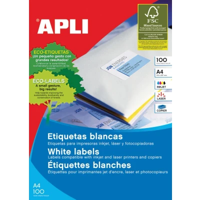 Afbeelding van Apli witte etiketten ft 38 x 21,2 mm (b h), 6.500 stuks, 65 per blad (1283) etiket