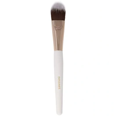 Afbeelding van DESSINES MakeUp kwast, veganistisch professionele kwast van natuurlijk houten handvat (wit/goud) (Foundation TU774)